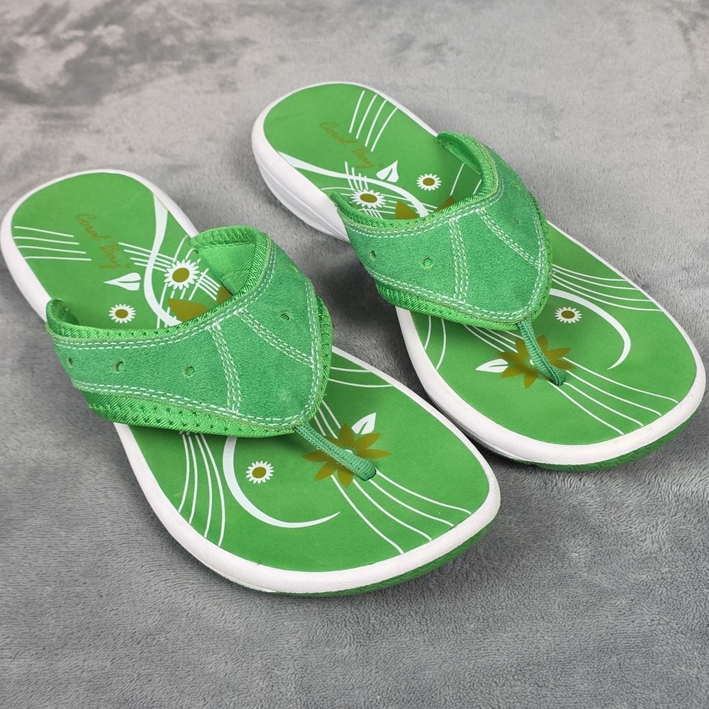 Coral Bay Women's Flip Flops Green Size US 10 M